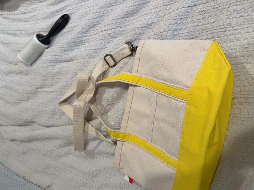 ShoreBags Canvas Boat Tote Bag with Crossbody Strap Yellow and Natural